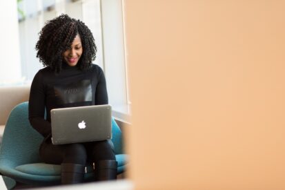 woman working remotely