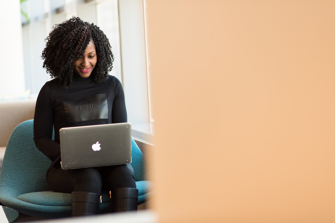 woman working remotely